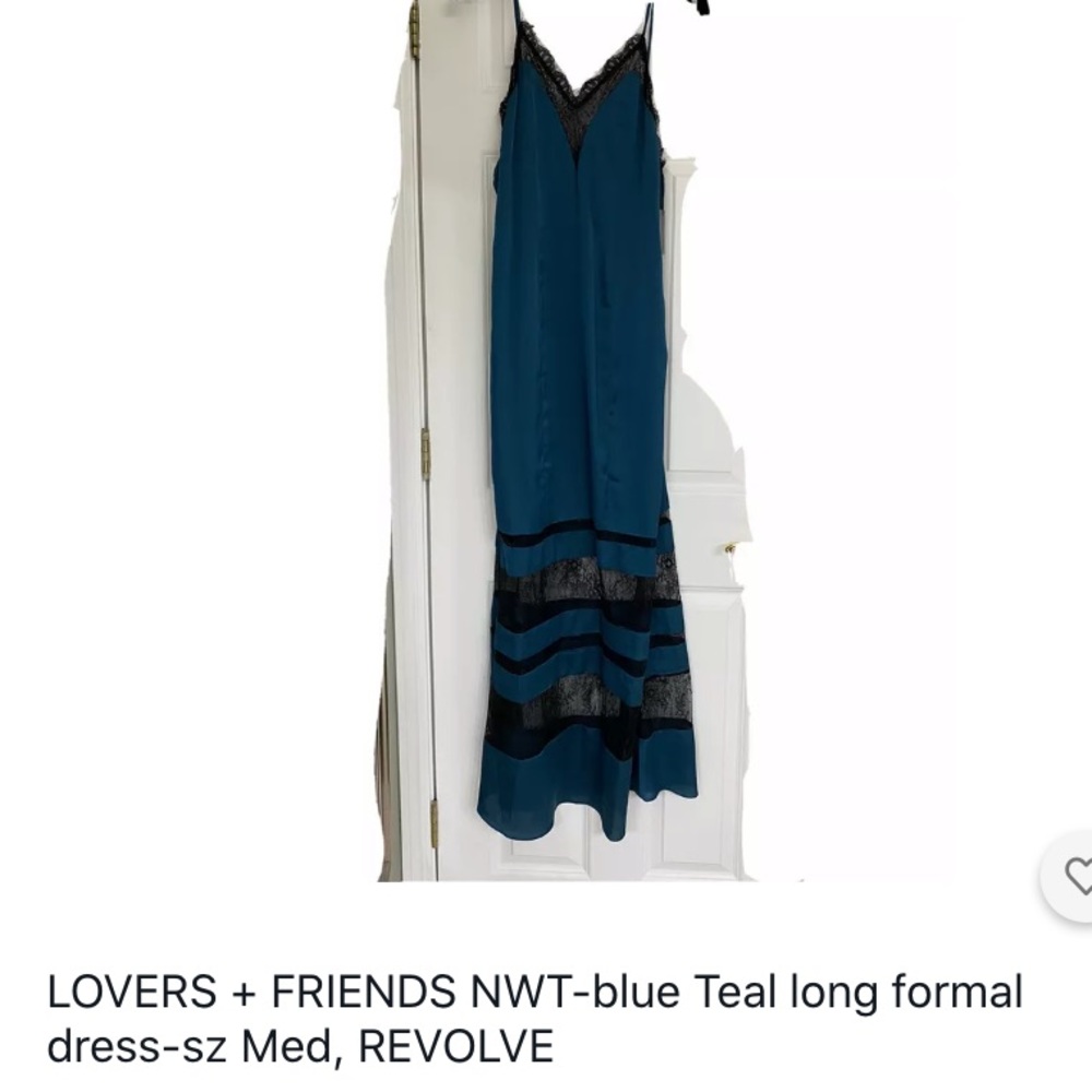 Lovers friend long slip dress with lace inserts